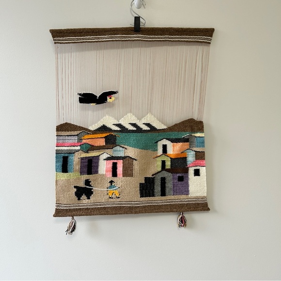 Other - Peruvian Style Wool Handwoven Wall Hanging String Art Tapestry Latin Folk Art